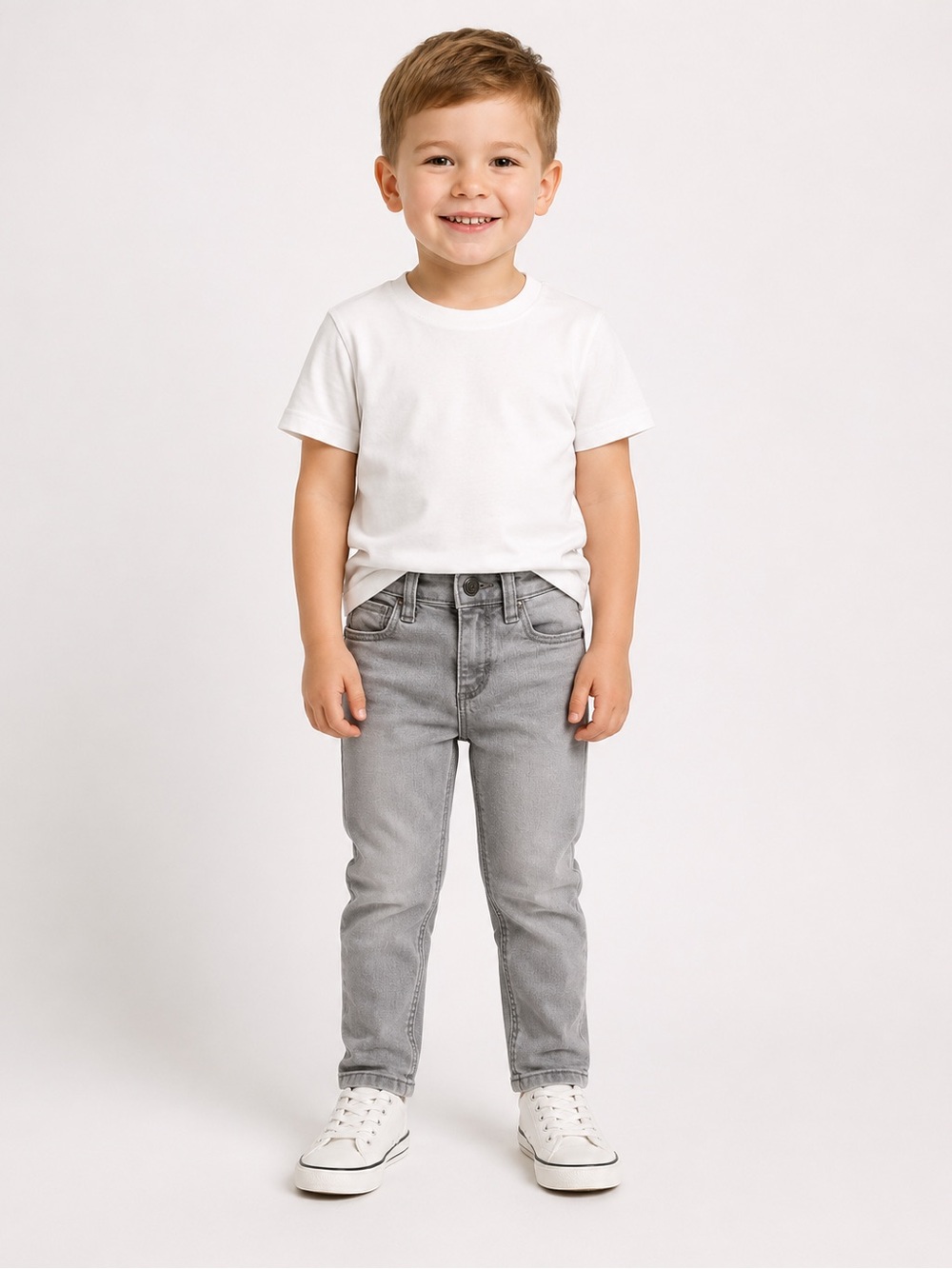 Old Navy Boys 4T Karate Skinny Gray Stretch Jeans Adjustable Waist